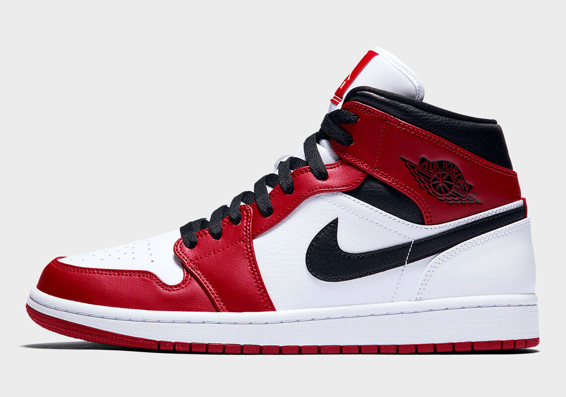 Nike Air Jordan 1 Mid Chicago 2020 White Heel Red Black Nike Air Jordan 1 Mid Chicago 2020 White Heel Red Black