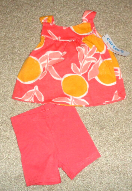 Carters Baby Girls Shorts Shirt Outfit Sleeveless Top Size 3 Months New