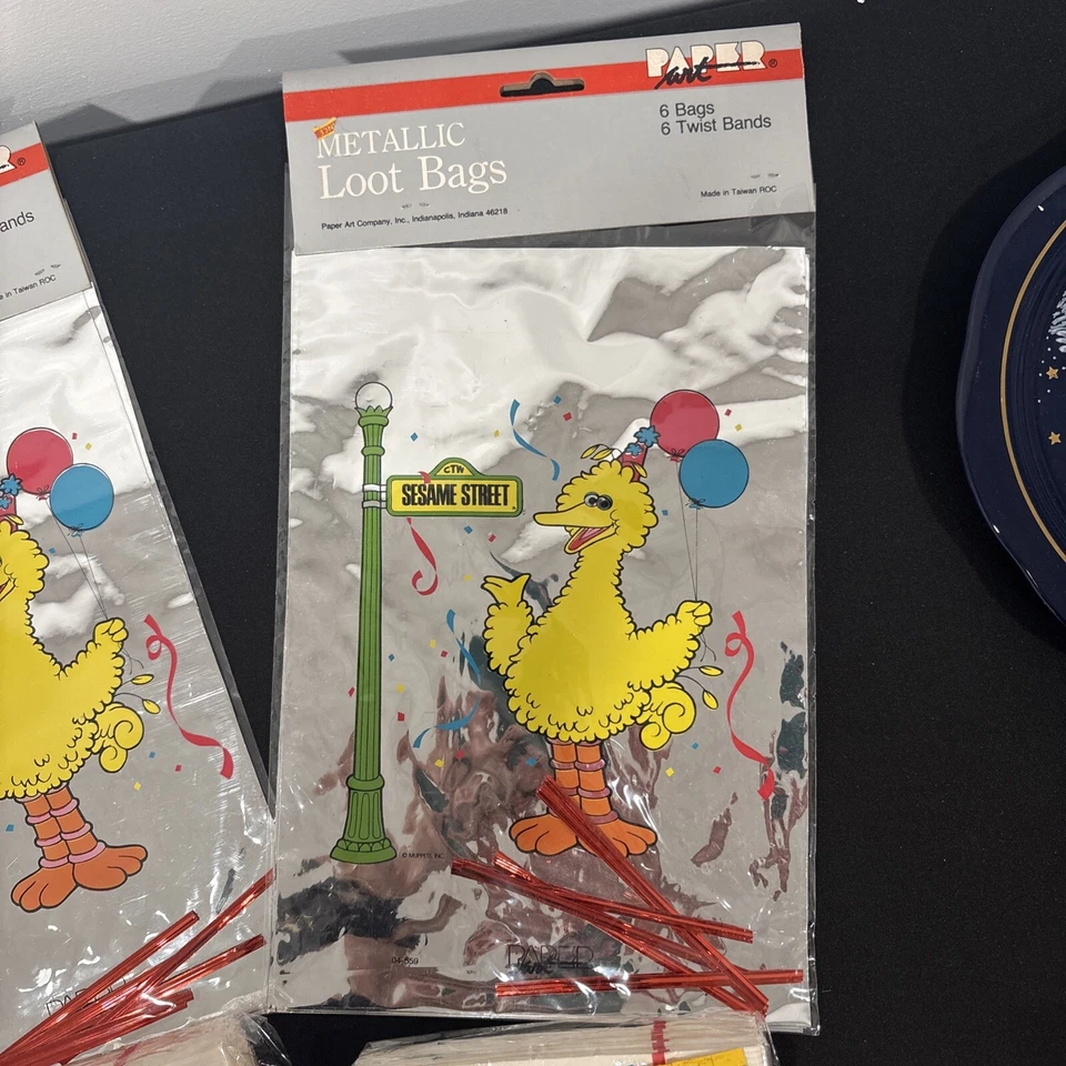 De Colección Fiesta Calle Sésamo 2 Bolsas de Botín 2 Servilletas de Fiesta Big Bird Galleta Monstruo Foto 3 de 4