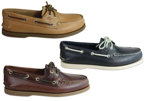 Mens Sperry A/0 2 Eye Leather Lace Up Comfortable Wide Fit Boat Shoes - ModeShoe - Picture 1 of 16