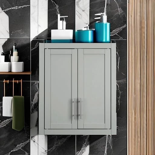 Crosley Savannah壁挂式浴室药柜带置物架,灰色 — 第 2/4 张图片