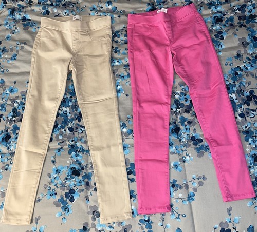 Girls SO Pants 12 Lot 2 Pink Tan Khaki NWOT Elastic Waistband Skinny Jegging
