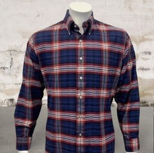 Vintage L.L. Bean Red White Blue Yellow Plaid Single Needle Shirt Made in USA
