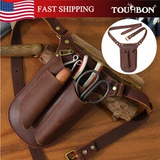 TOURBON Leather Gardening Belt Pouch Florist Organizer Waist Bag Tools Holster