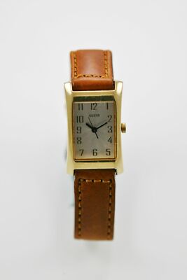 Guess Watch Womens Stainless Gold Leather Brown Water Res Battery