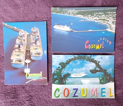 3 x Cozumel, Mexiko Postkarten, mit Schiffen