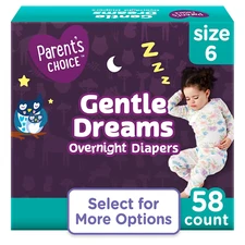 Parent's Choice Gentle Dreams Overnight Diapers, Size 6, 58 Count