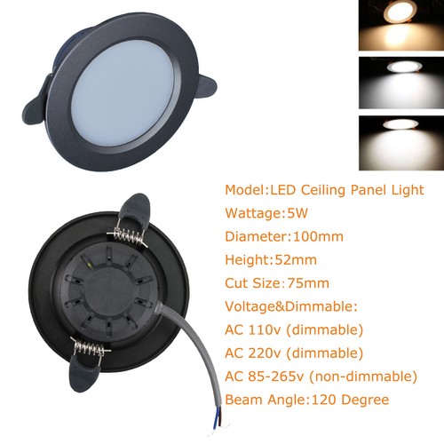 Dimmable LED Panel Downlight Recessed Ceiling Light 3W 5W White Black Bulbs RC - Picture 5 of 14