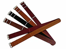 NATO G10® Distressed Grain Leather Black Brown Tan watchband RAF strap IW SUISSE