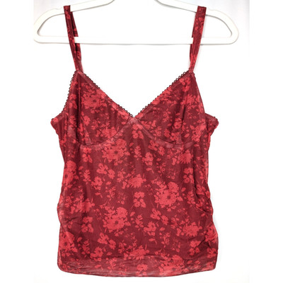 Princess Polly Attention On Me Y2K Floral Babydoll Dark Fairy Red Sheer Camisole
