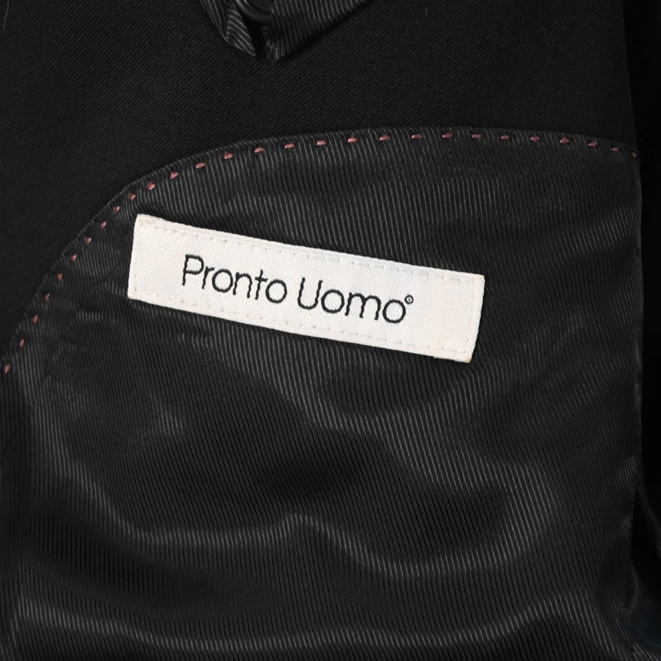 Pronto Uomo 40R 33x30 Negro 100% Lana Hombre Chaqueta Pantalones Traje Foto 4 de 4