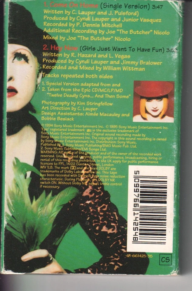 Cyndi Lauper Come On Home cassette Europe Epic 1995 cassette single with card - Image 2 of 3