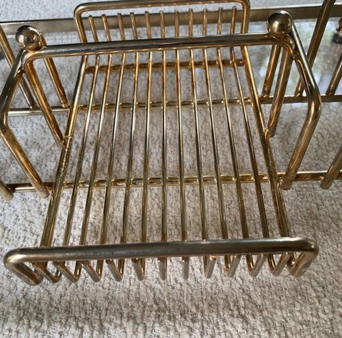 Vintage MCM Lucite And Gold Brass Finish Buffet Caddy - Flatware Organizer - Picture 5 of 11