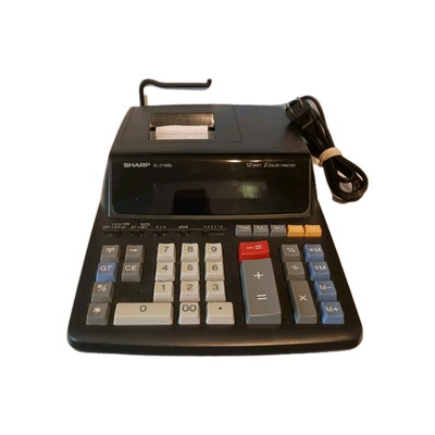 Sharp EL-2196BL Desktop Printing Calculator Works Great! 12-Digit, 2-Color Print