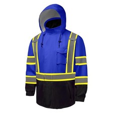 Hi Vis Rain Jackets for Men Reflective Waterproof High Visibility Class 3 Saf...