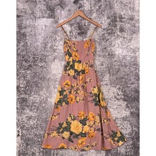 Reformation Dress 4 Womens Dusty Pink Floral Smocked Back Midi
