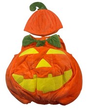 Pottery Barn Kids Glow In Dark Pumpkin Costume 2T Orange Halloween Hat Set READ