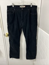 Levis 505 Corduroy Pants Mens 36x30 Black Straight Fit White Tab Trousers