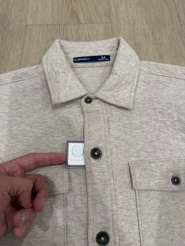 NWT B DRADDY Bradshaw Shirt Jacket Mens Medium Oatmeal Quilted Pockets Shacket image 4
