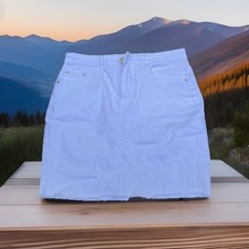 White Denim Mini Skirt Size Medium 8-10 By Just Quella