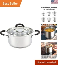 Stainless Steel Stock Pot with Lid 3 Quart, Cooking Sauce Pot Casserole Pan S...