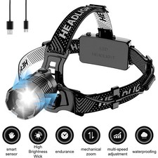 1200000LM LED Headlamp USB Rechargeable Super Bright Zoom Head Torch Headlight