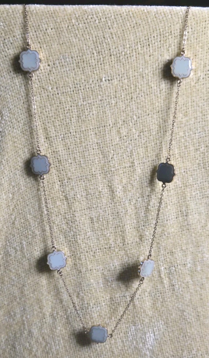 36in Light Green Clover Charm Necklace with Gold Accents Evenly Spaced-image