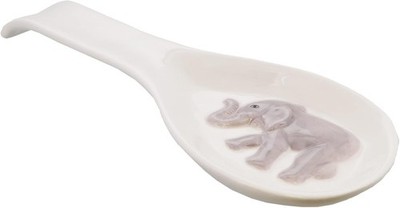 SERVETTE HOME Keramik-Löffel-/Kellenhalter mit Tiermotiv - Elefant - weiß