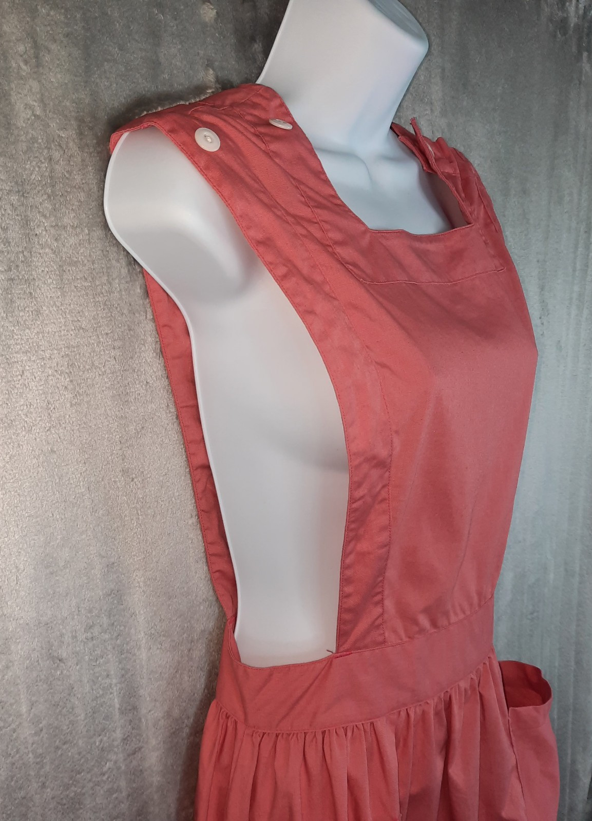 Vintage Angelica Pink Nurse Uniform Apron Pinafore Dress Size Small Cotton 60s