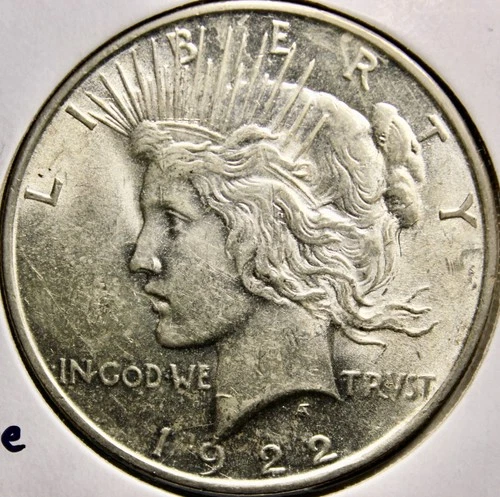 1922 Peace Silver Dollar $1 — AU/BU — Top 50 VAM-1A Line in Tiara