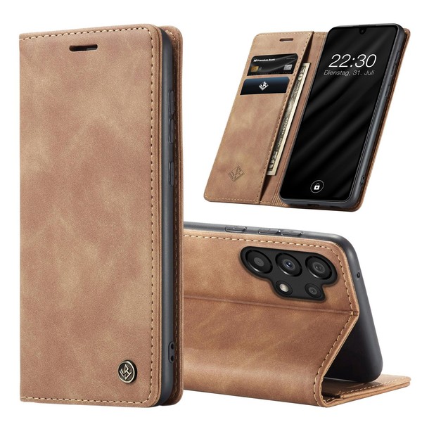 KlapphüLle FüR Samsung Galaxy A23 5G HüLle Handy Cover Etui SchutzhüLle Braun-image
