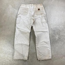 Vintage 90s Carhartt Carpenter Pants Size 38x34 Faded Tan Heavy Canvas Workwear