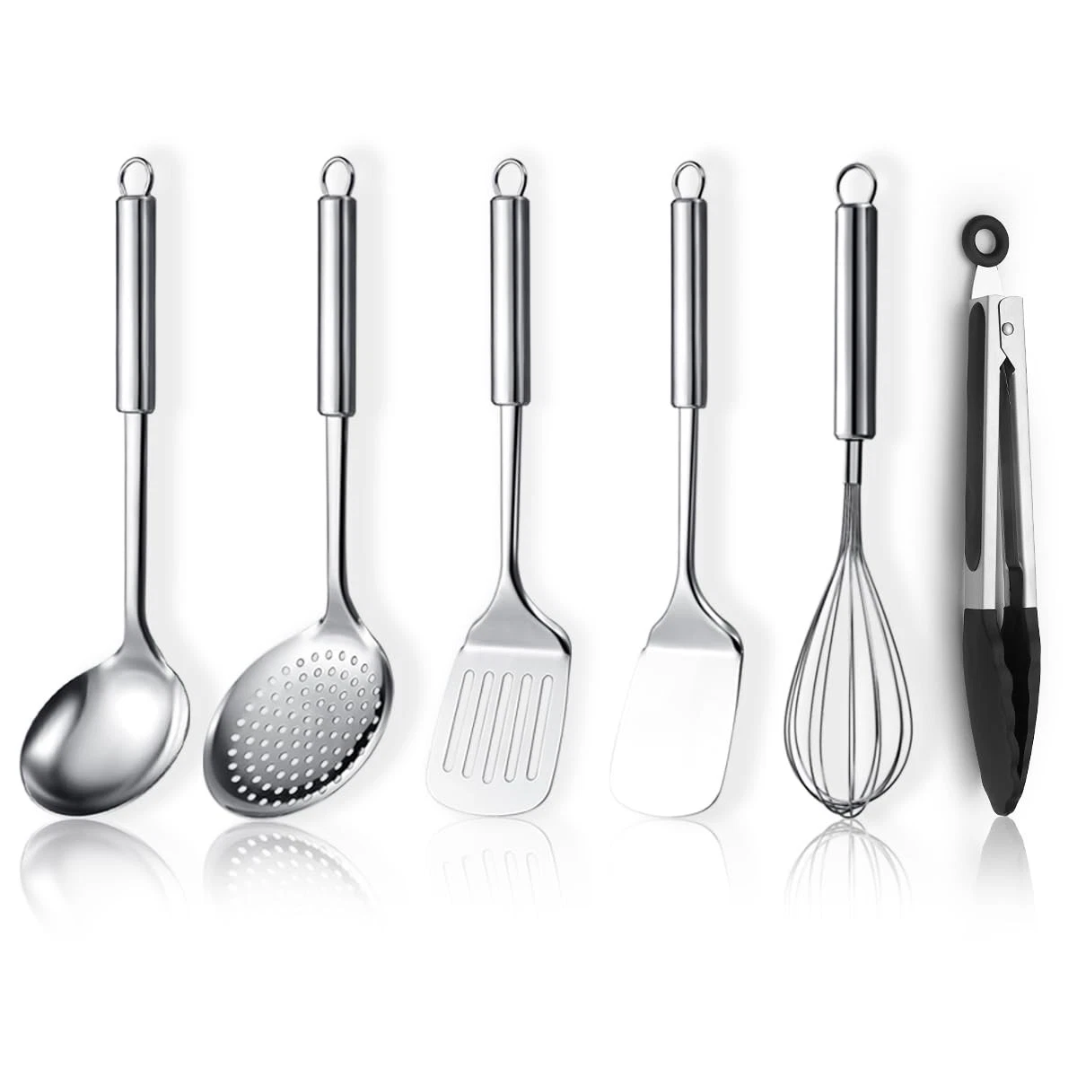 Stainless Steel Cooking Utensils Set 6 Pieces, Kitchen Tools Set Include Meta...