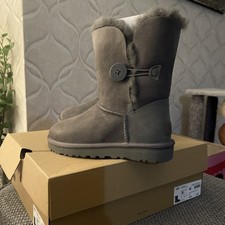 UGG Australia Grey Bailey Button Boots UK Size 4 Original Packaging RRP £185