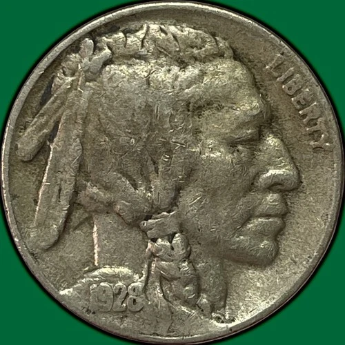 1928-S Buffalo Nickel Choice Very Fine VF+ Coin #36986