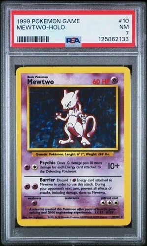 1999 POKEMON BASE SET UNLIMITED #10 MEWTWO-HOLO PSA 7