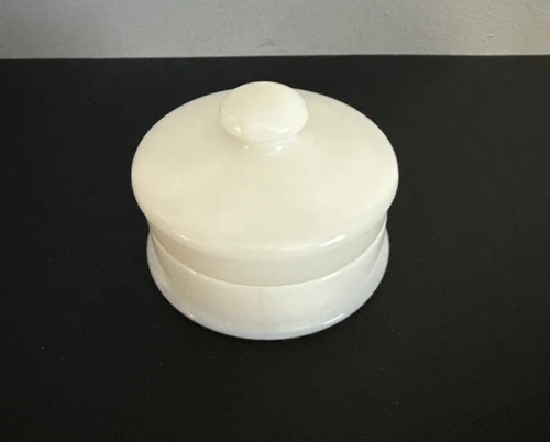 Vintage Hazel Atlas Milk Glass Lidded Vanity Powder Jar/ Trinket Box 2 1/2"