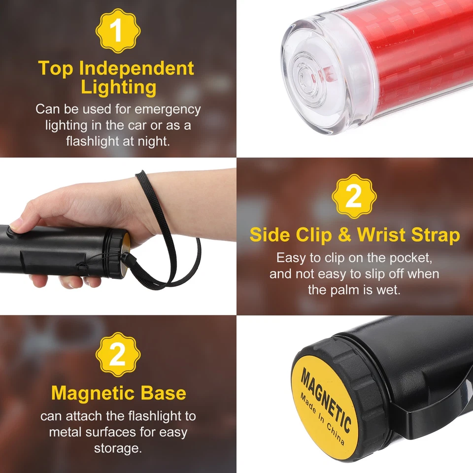 Pour 4 Pack Bâton Lumineux Signalisation 11 Pouces LED Rouge Bleu - Photo 3/4