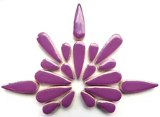 Purple Teardrop Ceramic Petals Mosaic Tiles - 25 Tiles - Mixed Sizes