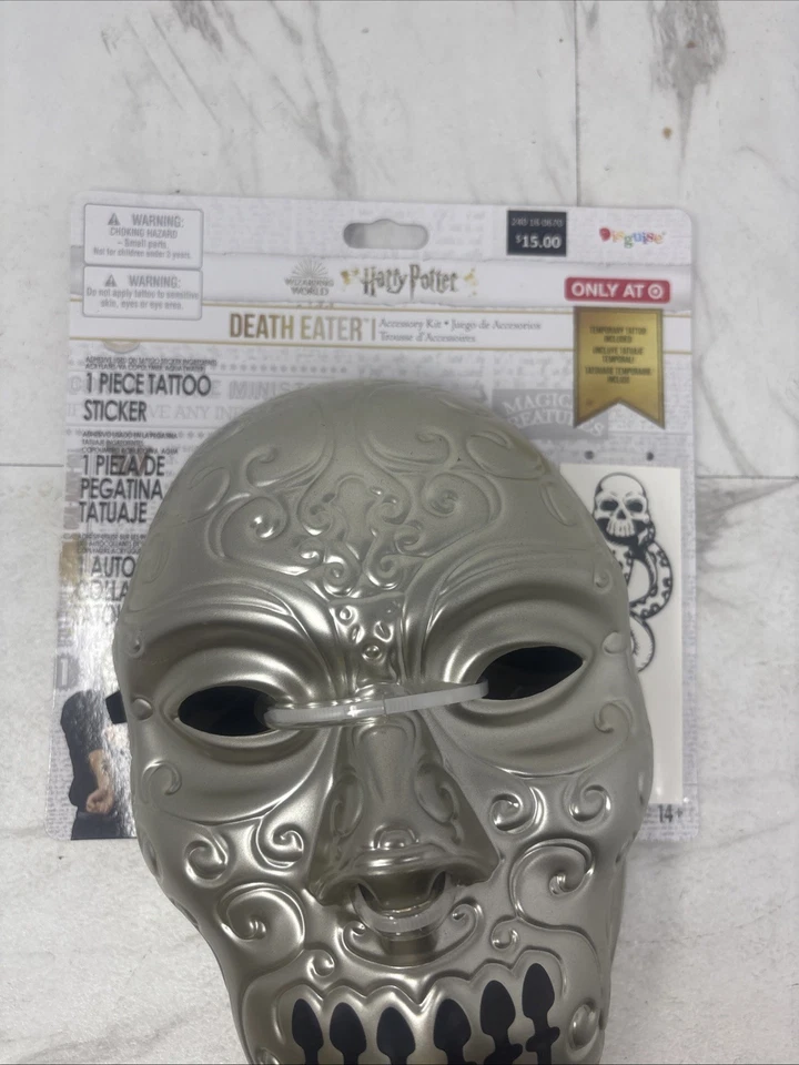 Harry Potter Death Eater Halloween Costume Accessory Kit Mask & Tattoo #2117 New - Image 2 of 4