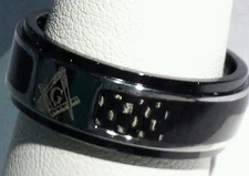 Freemason Ring with Carbon Fiber Inlay (size 13)