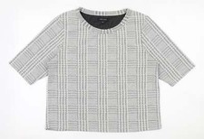 New Look Womens Ivory Plaid Polyester Blend Sweatshirt Size 10