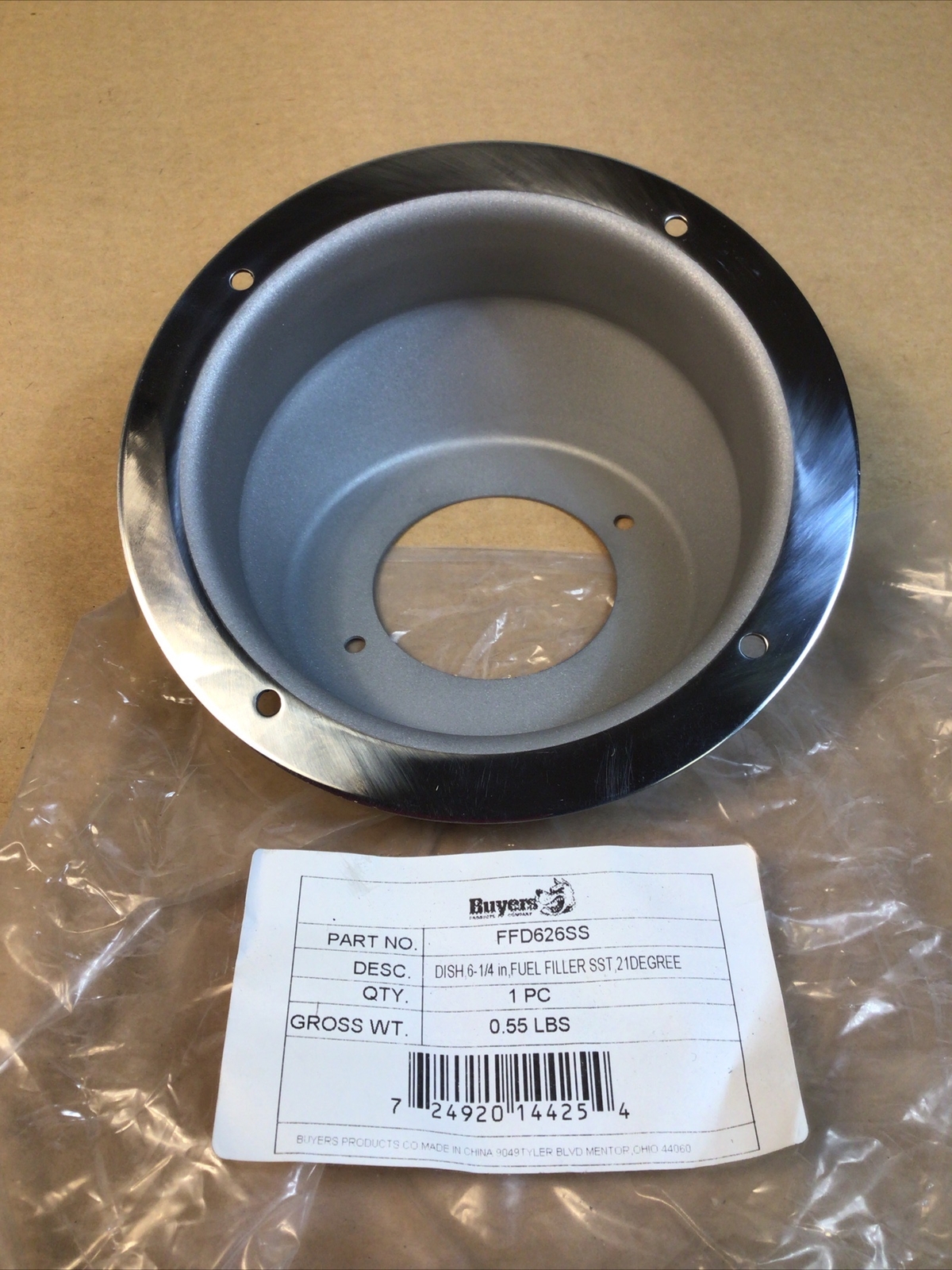 Buyers Products FFD626SS 21 Degree Stainless Steel Fuel Fill Dish 6.