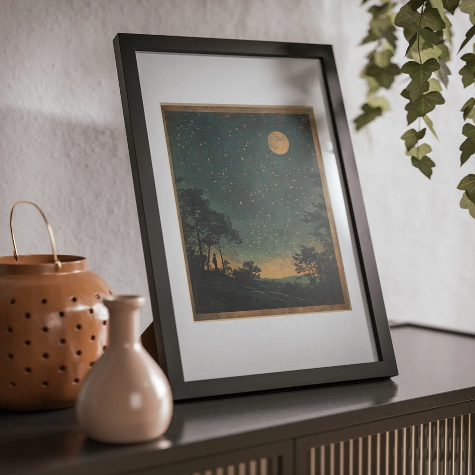 Arte de pared retro de astronomía, impresión de póster vintage de STARGAZER, decoración de luna estrella del cielo Foto 4 de 4