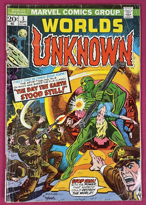 1973 WORLDS UNKNOWN #3 FR/G The Day the Earth Stood Still - MARVEL Fantasy SciFi