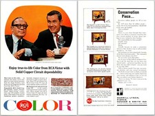 PRINT AD 1965 RCA Victor Color TV Jack Benny Johnny Carson 1.5 Pages