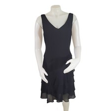 Ann Taylor LOFT Little Black Dress Size 6 Flower Applique Ruffled Tiered Hem