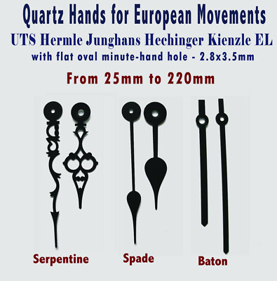 Clock HANDS Fingers for UTS EUROSHAFT MODELS, Holes 5mm & 2.8x3.5mm ...