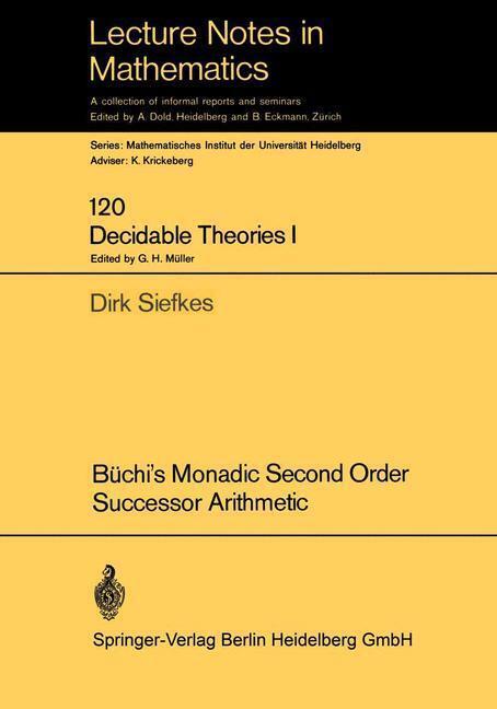 Thumbnail - Büchi¿s Monadic Second Order Successor Arithmetic | Buch |