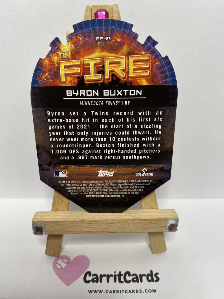 BYRON BUXTON 2022 Topps Fire En Fuego On Fire Die-Cut GOLD MINTED #EF-27 - Image 4 of 4